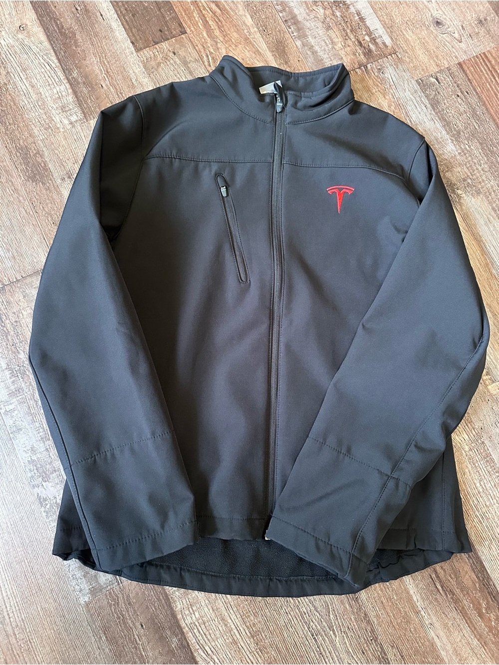 Tesla Black Softshell Jacket with Red Logo Accent